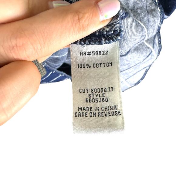 Sophie Max Dark Chambray Windowpane Check Popover Sleeveless Shift Dress Pockets - Picture 11 of 12